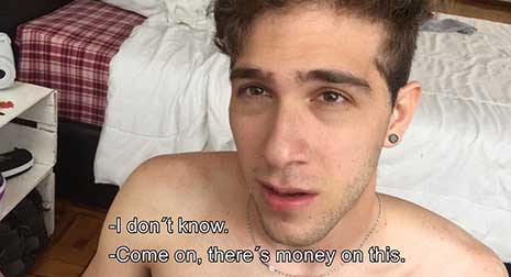 Cute roommate Arthur Joseph is hanging out in his room when his roommate walks in and suggests that they make another risky video together, if they sell it they can both make good money.