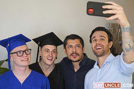 Stepdads Beau Reed and Rocky Vallart are celebrating the graduation of their respective twink stepsons Marco Bianchi and Harvey Sid when the boys overhear them talking about all their crazy...