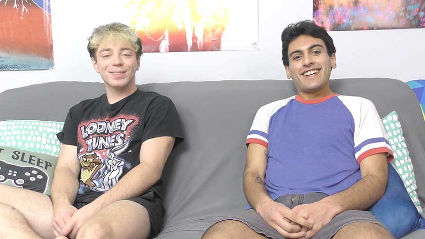 The sex scene begins with Calvin Michaels and Andrew Kahn kissing passionately on the futon. The two boys' lips lock while only wearing underwear.